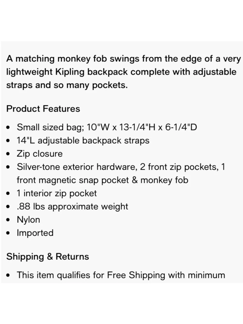 Kipling queenie pink nylon backpack travel with silver hardware
